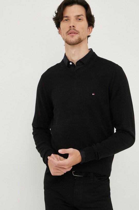Svetr s příměsí kašmíru Tommy Hilfiger černá MW0MW28047.9BYY