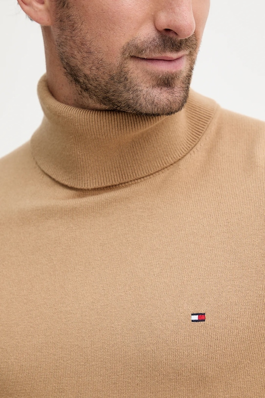 Tommy Hilfiger sweter z domieszką kaszmiru MW0MW28048.9BYY brązowy