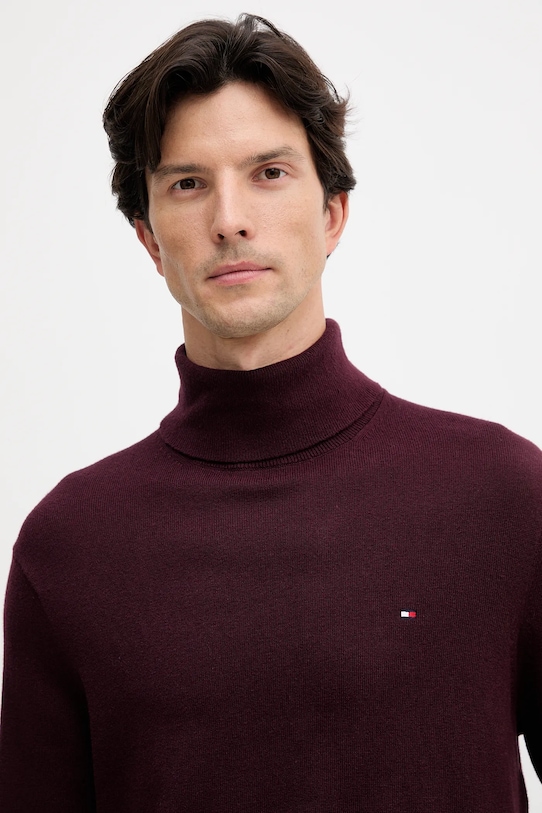 Tommy Hilfiger sweter z domieszką kaszmiru bordowy MW0MW28048.9BYY