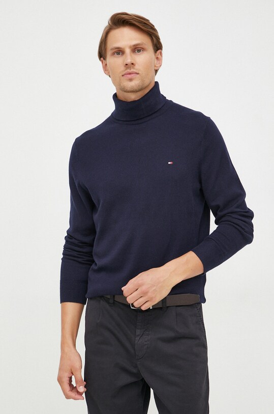 Свитер с примесью кашемира Tommy Hilfiger с добавлением шерсти тёмно-синий MW0MW28048.9BYY