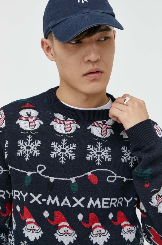 Produkt by Jack & Jones sweter bawełniany granatowy 12217932.NavyBlazer