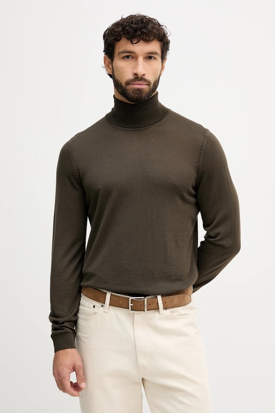 BOSS sweter wełniany wełna zielony 50468262