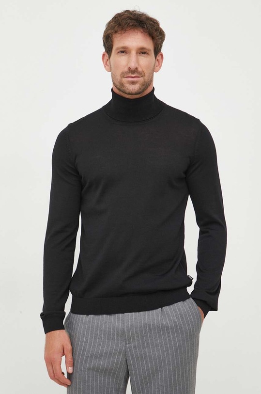 BOSS sweter wełniany wełna czarny 50468262