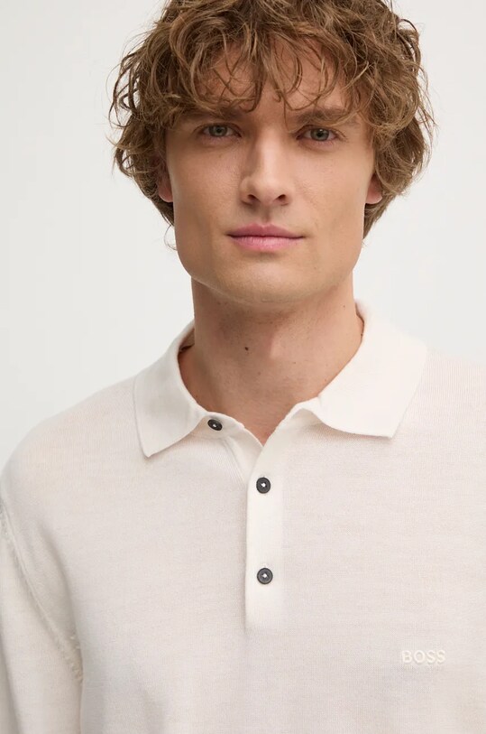 Вовняний светр BOSS бежевий 50476357