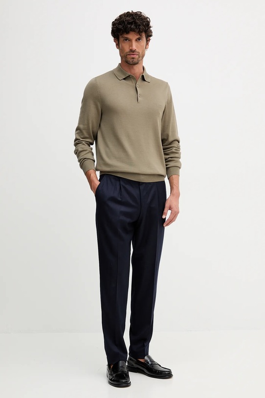 Vlnený sveter BOSS 50476357 zelená AW25