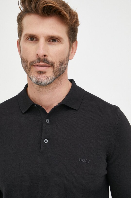 Вовняний светр BOSS чорний 50476357