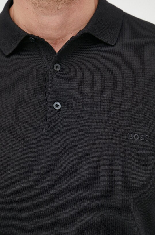 Вовняний светр BOSS 50476357 чорний