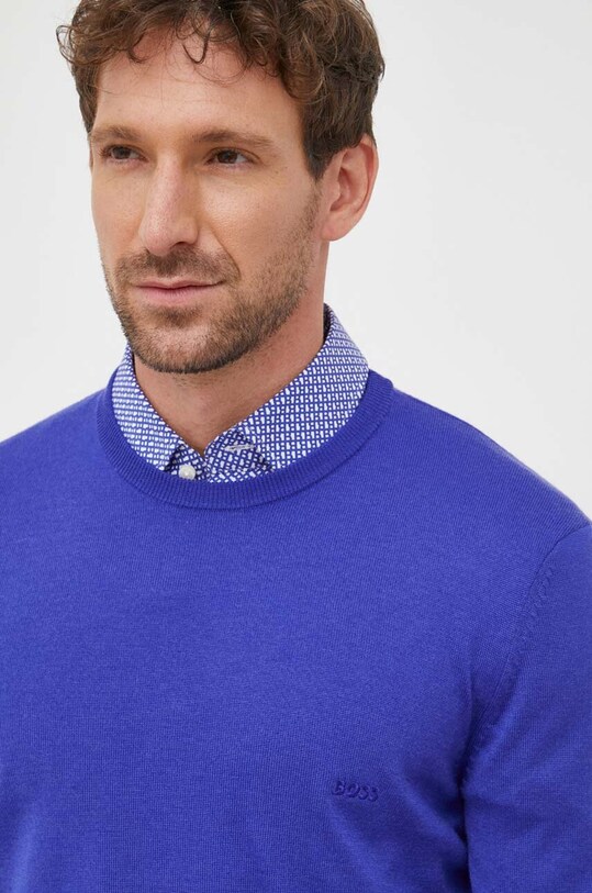 BOSS sweter wełniany fioletowy 50476364
