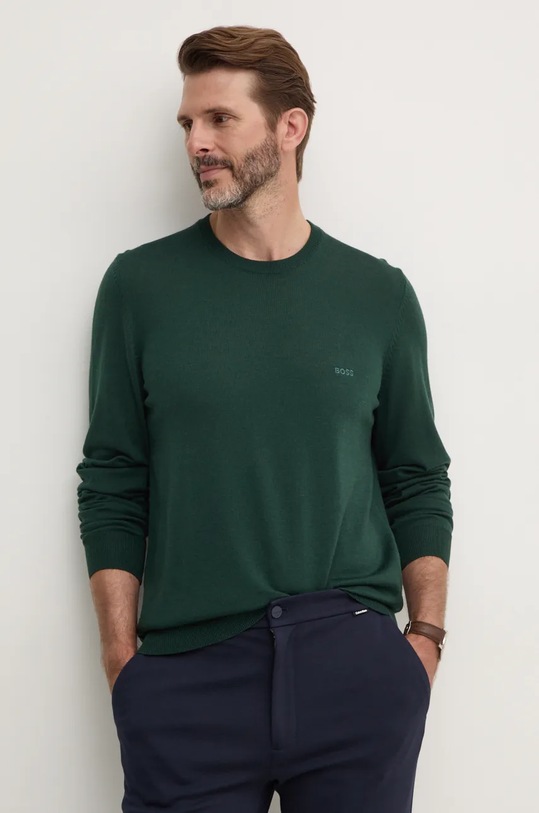 BOSS pulover de lână Botto-L verde 50476364