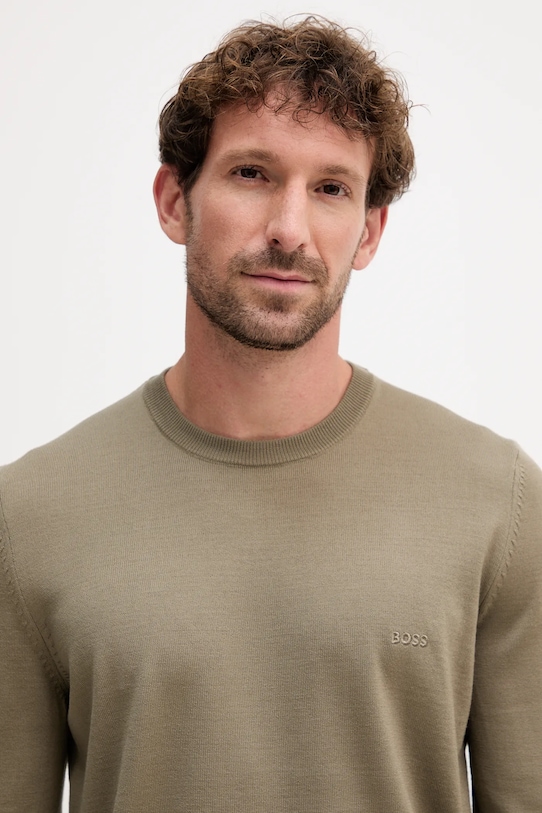 BOSS pulover de lana verde 50476364