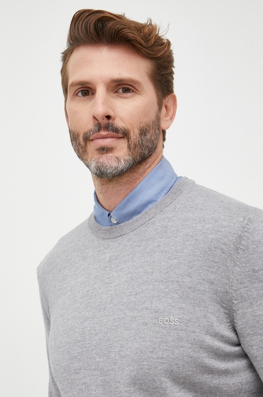 BOSS sweter wełniany szary 50476364