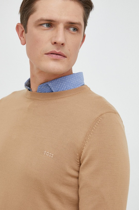 Вовняний светр BOSS бежевий 50476364