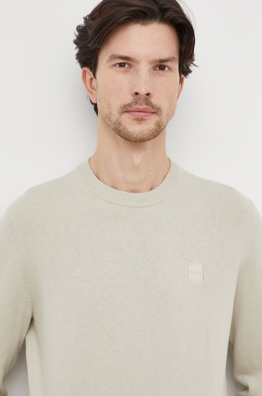 Pulover s dodatkom kašmira BOSS CASUAL bež 50471343
