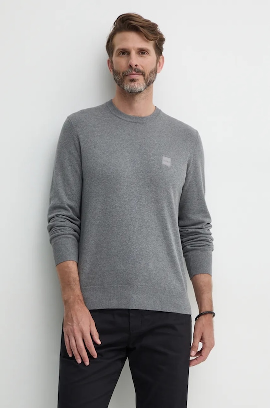 Sveter s prímesou kašmíru BOSS BOSS CASUAL s prímesou vlny sivá 50471343