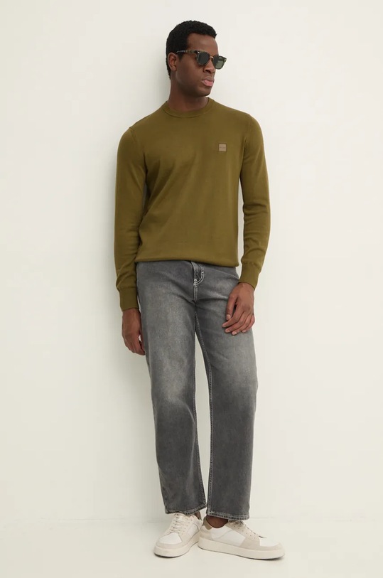 Pulover s dodatkom kašmira BOSS BOSS CASUAL 50471343 zelena AA00