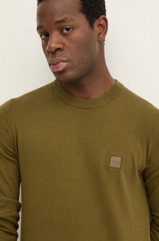 Pulover s dodatkom kašmira BOSS BOSS CASUAL zelena 50471343