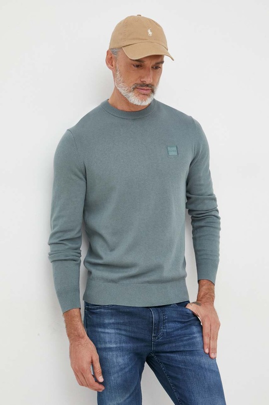 BOSS sweter z domieszką kaszmiru BOSS CASUAL niebieski 50471343