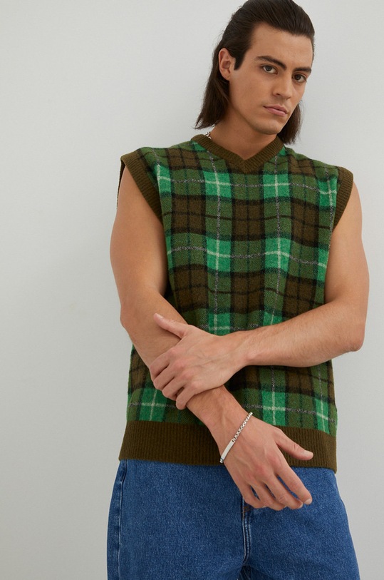 Вълнен елек Samsoe Samsoe вълна зелен M22300092