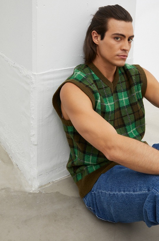 Вълнен елек Samsoe Samsoe зелен M22300092