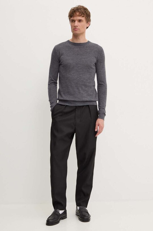 Bruuns Bazaar sweter wełniany BBM1220 szary AW24