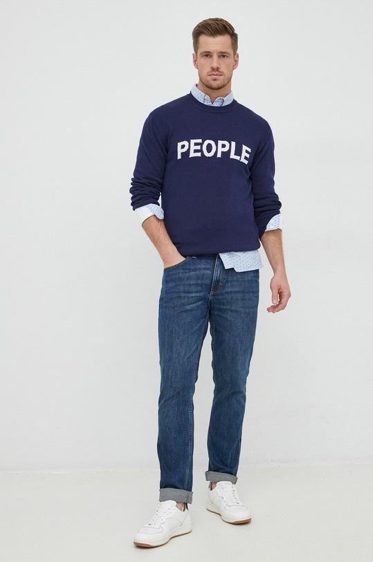 United Colors of Benetton sweter bawełniany 1394K101W.912 granatowy AW22