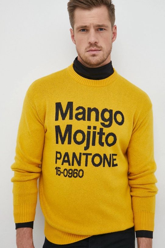 United Colors of Benetton sweter z domieszką wełny x Pantone żółty 1135K1031.901