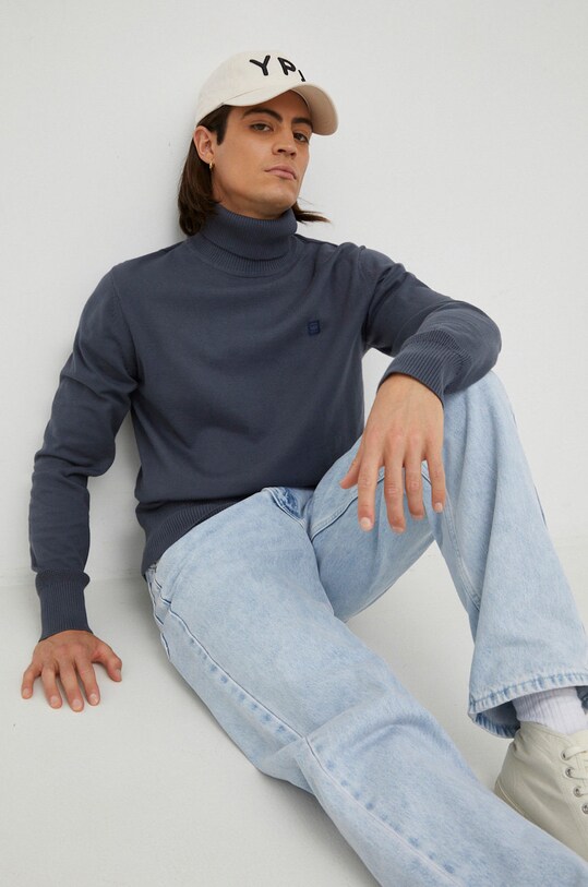 Pulover G-Star Raw bez uzorka plava D21933.C560