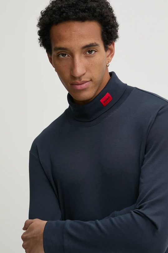 Tričko s dlouhým rukávem HUGO nášivka námořnická modř 50479373