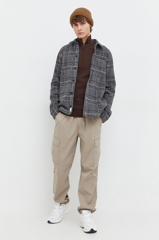 HUGO sweter bawełniany 50474164 brązowy AW25