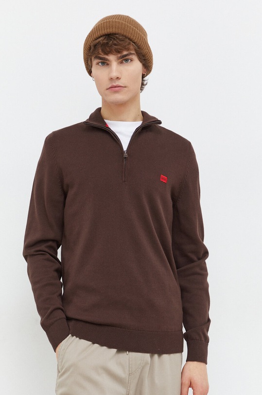 HUGO sweter bawełniany brązowy 50474164