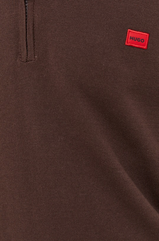 HUGO sweter bawełniany 50474164 brązowy
