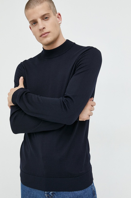 Вовняний светр HUGO темно-синій 50474173