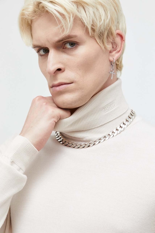 Вовняний светр HUGO бежевий 50474174