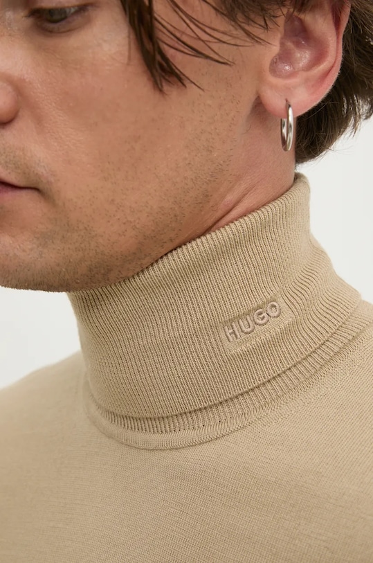 HUGO sweter wełniany 50474174 beżowy