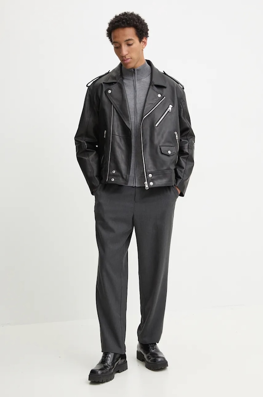 Шерстяной кардиган HUGO 50474193 серый AW24