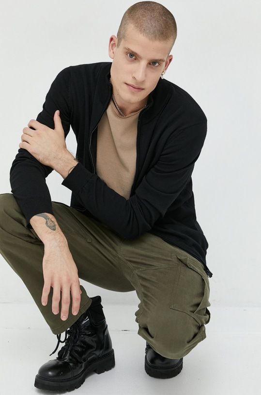 HUGO kardigan wełniany 50474193 czarny AW24