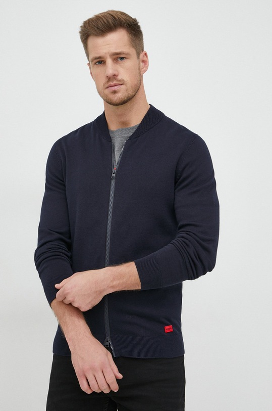 HUGO cardigan din bumbac subtiri bleumarin 50474809
