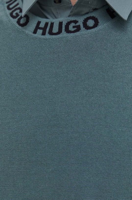 Памучен пуловер HUGO 50474813 зелен