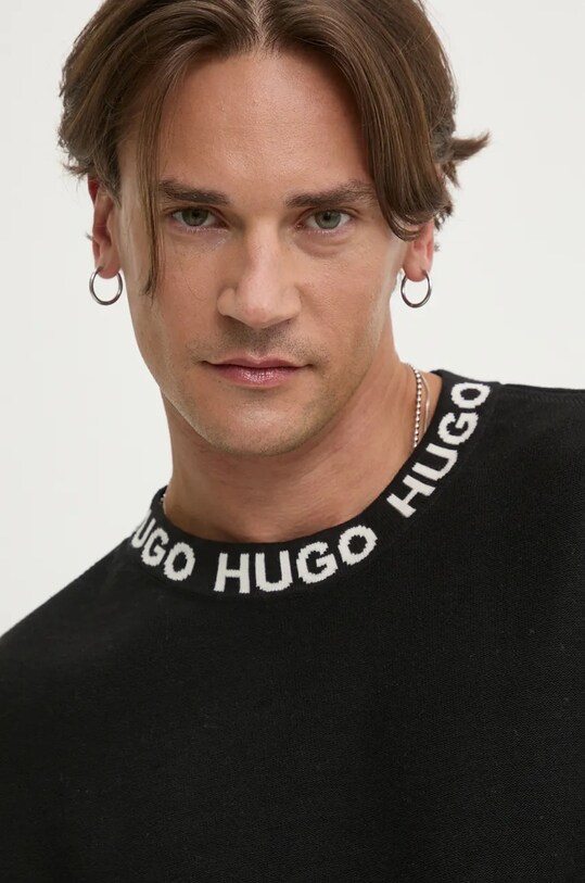 Bavlnený sveter HUGO čierna 50474813