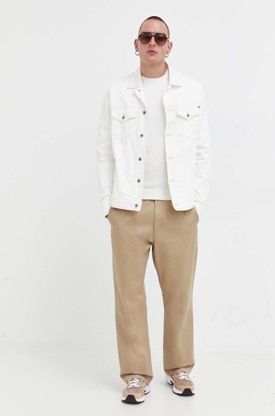 Bavlnený sveter HUGO 50475083 béžová AW25