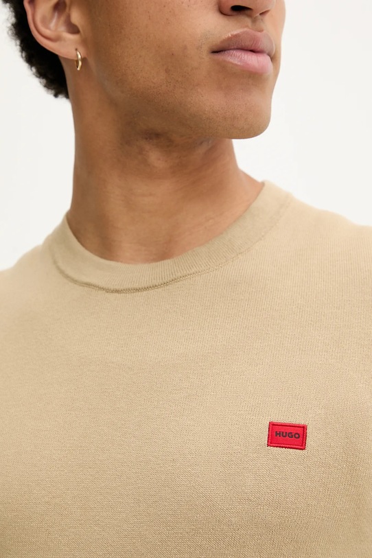 HUGO sweter bawełniany 50475083 beżowy