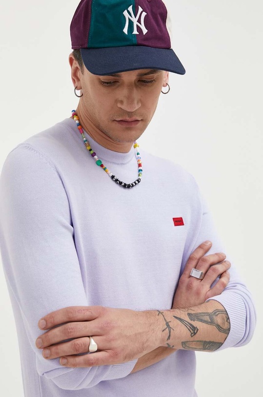 HUGO sweter bawełniany pozostałe fioletowy 50475083