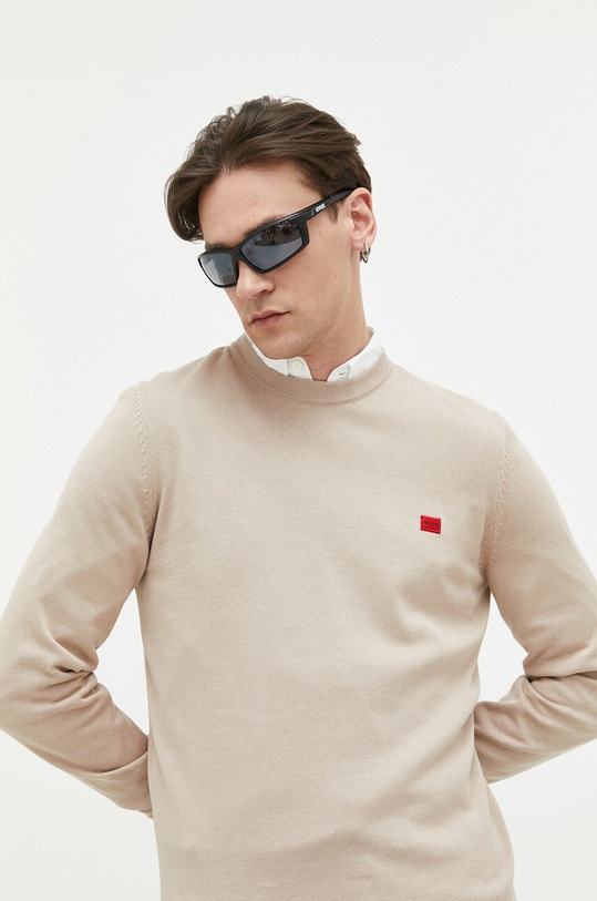 HUGO sweter bawełniany beżowy 50475083