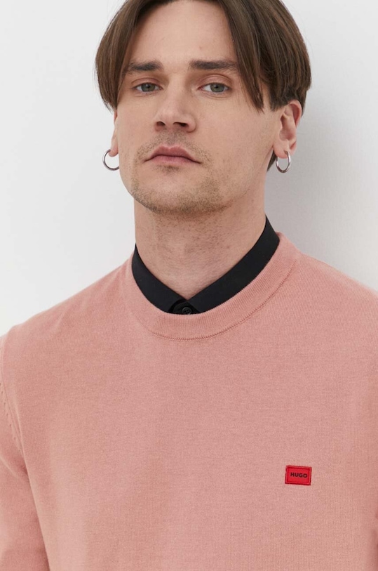 HUGO sweter bawełniany różowy 50475083