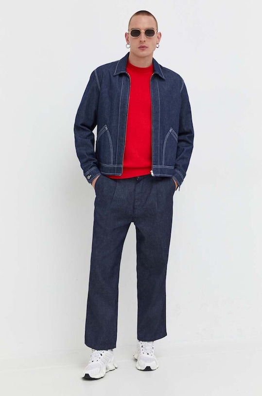 HUGO pamut pulóver 50475083 piros AW25