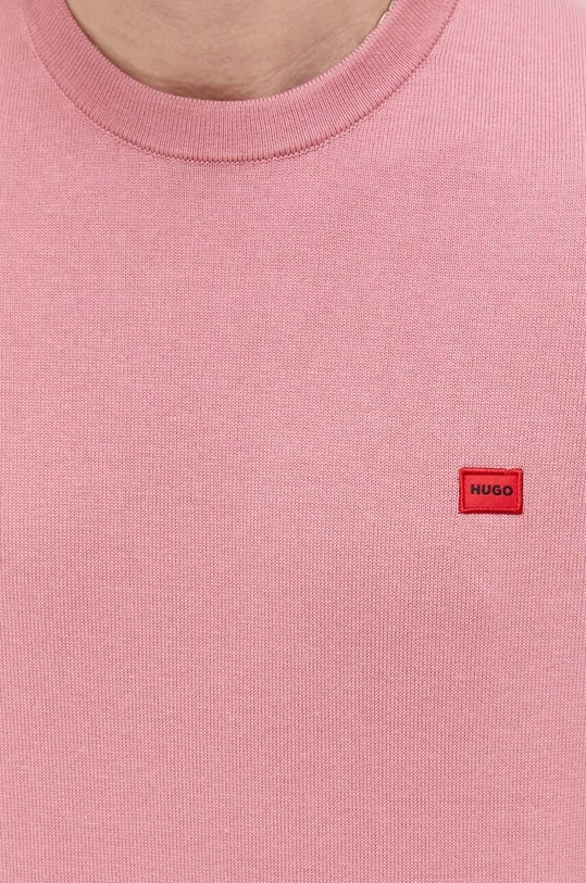 HUGO pamut pulóver 50475083 rózsaszín