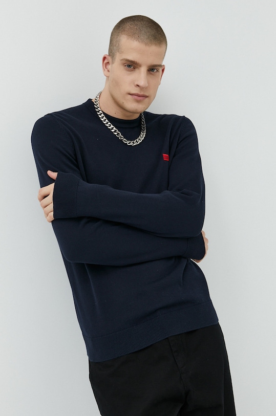HUGO sweter bawełniany pozostałe granatowy 50475083