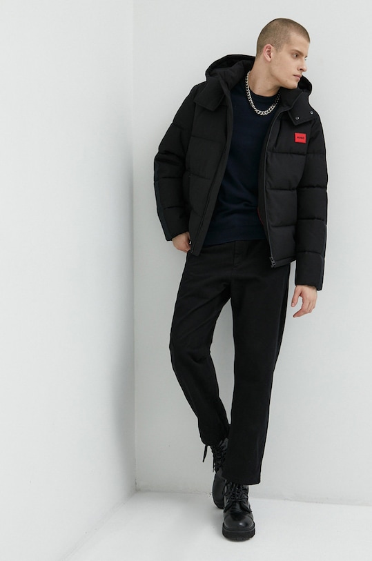 HUGO sweter bawełniany 50475083 granatowy AW25