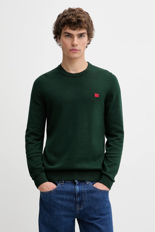 HUGO pulover de bumbac subtiri verde 50475083