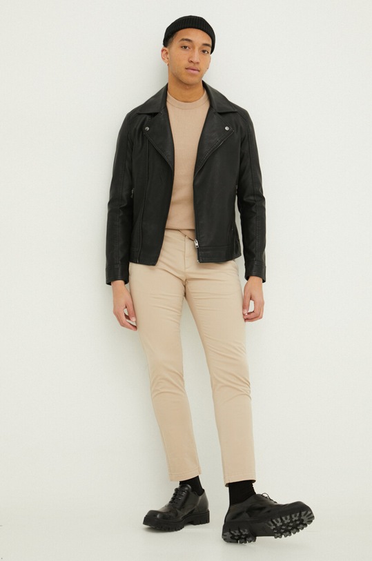 HUGO sweter bawełniany 50475083 beżowy AW25